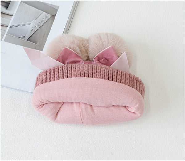 Mia Pompom Bow Beanie