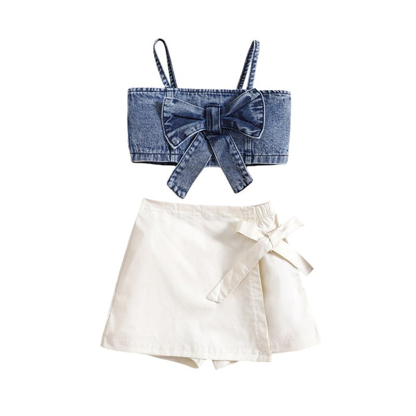 Camille Denim Cami Crop and Skort Set