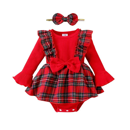Holly Tartan Sleeved Romper Set