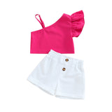 Lulu One Shoulder Crop Top Shorts Set