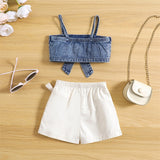 Camille Denim Cami Crop and Skort Set