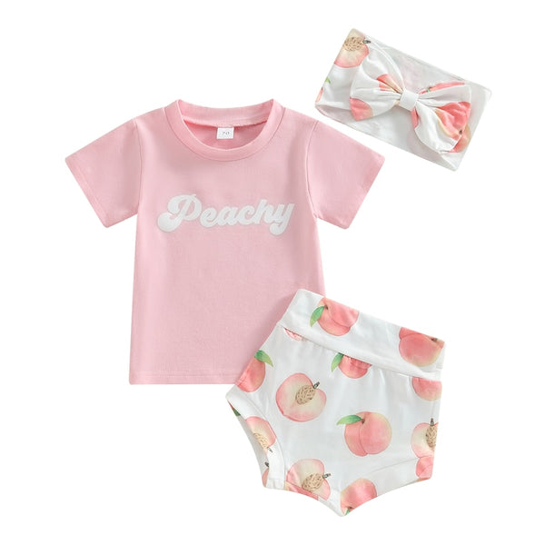 'Peachy' Print Shorts Set