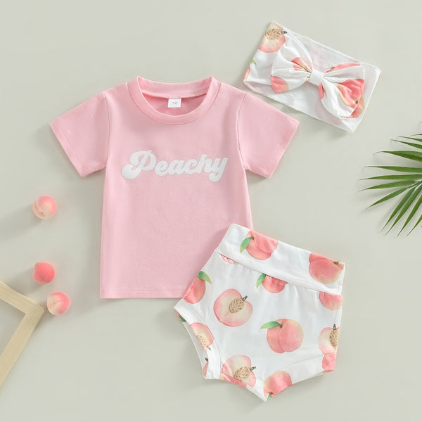 'Peachy' Print Shorts Set