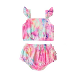 Zoe Rainbow Tie Dye Ruffle Set