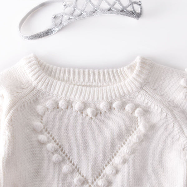 Grace Pompom Heart Knit Romper