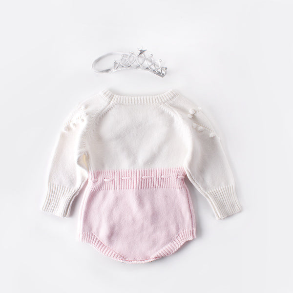 Grace Pompom Heart Knit Romper