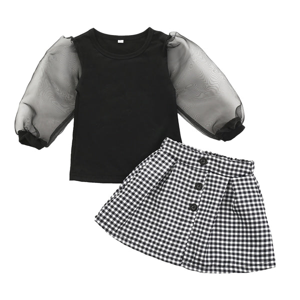 Blakely Mesh Sleeve Skirt Set