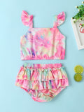 Zoe Rainbow Tie Dye Ruffle Set
