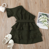 Evita One-Shoulder Ruffle Dress