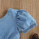 Amelia Denim One-Shoulder Set