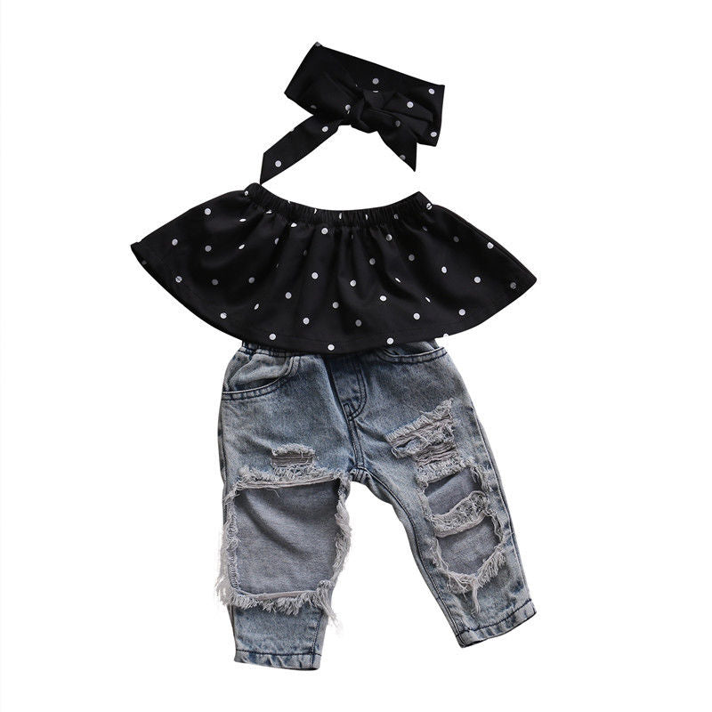 Estelle Polka-Dot Denim Set