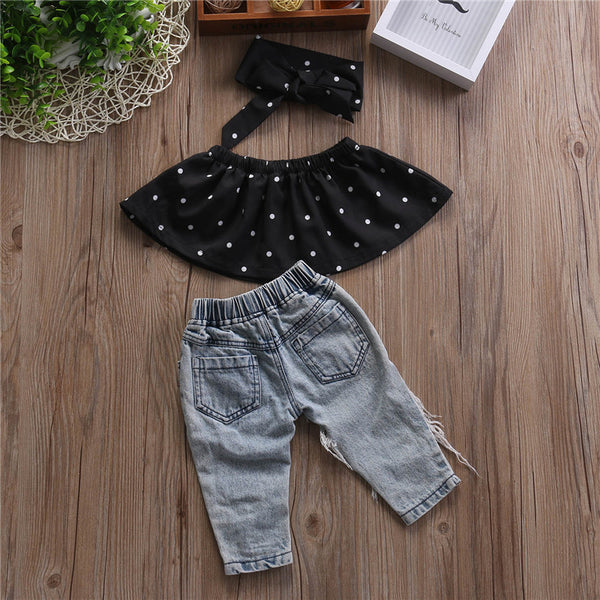 Estelle Polka-Dot Denim Set