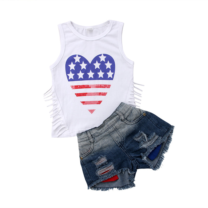 Miss America Denim Shorts Set