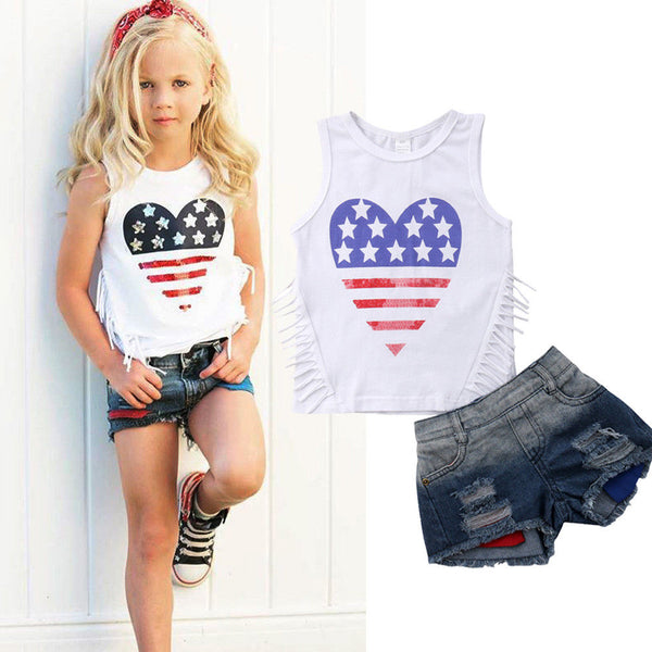 Miss America Denim Shorts Set
