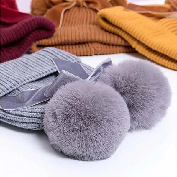 Mia Pompom Bow Beanie