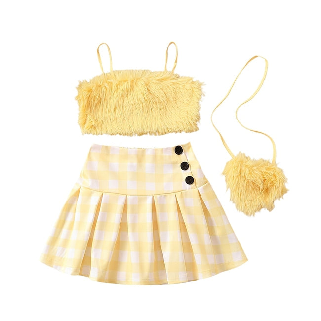 Lola Faux Fur Cami Crop Skirt Set