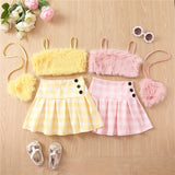 Lola Faux Fur Cami Crop Skirt Set